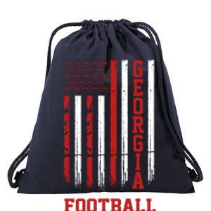 Georgia Football Fan American Flag Drawstring Bag