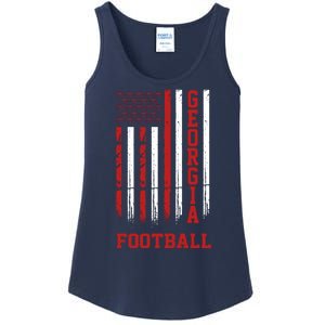 Georgia Football Fan American Flag Ladies Essential Tank