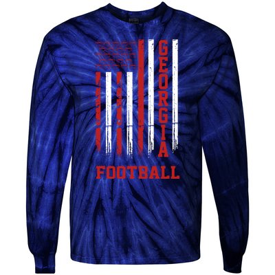 Georgia Football Fan American Flag Tie-Dye Long Sleeve Shirt