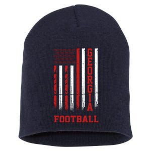 Georgia Football Fan American Flag Short Acrylic Beanie