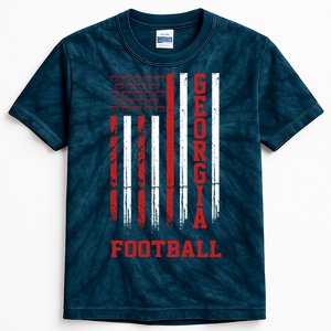 Georgia Football Fan American Flag Kids Tie-Dye T-Shirt