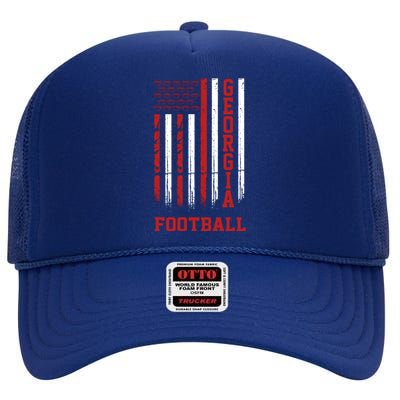 Georgia Football Fan American Flag High Crown Mesh Back Trucker Hat