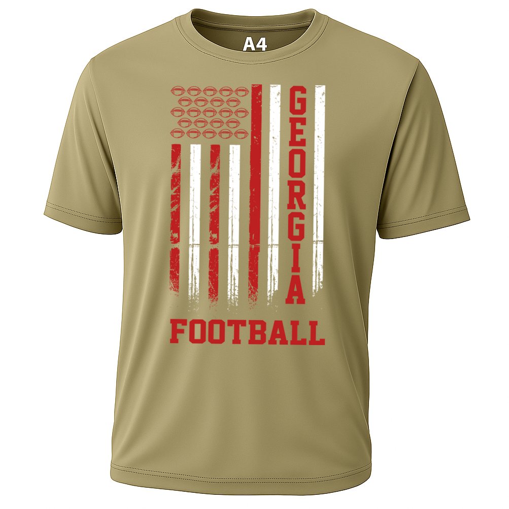 Georgia Football Fan American Flag Cooling Performance Crew T-Shirt