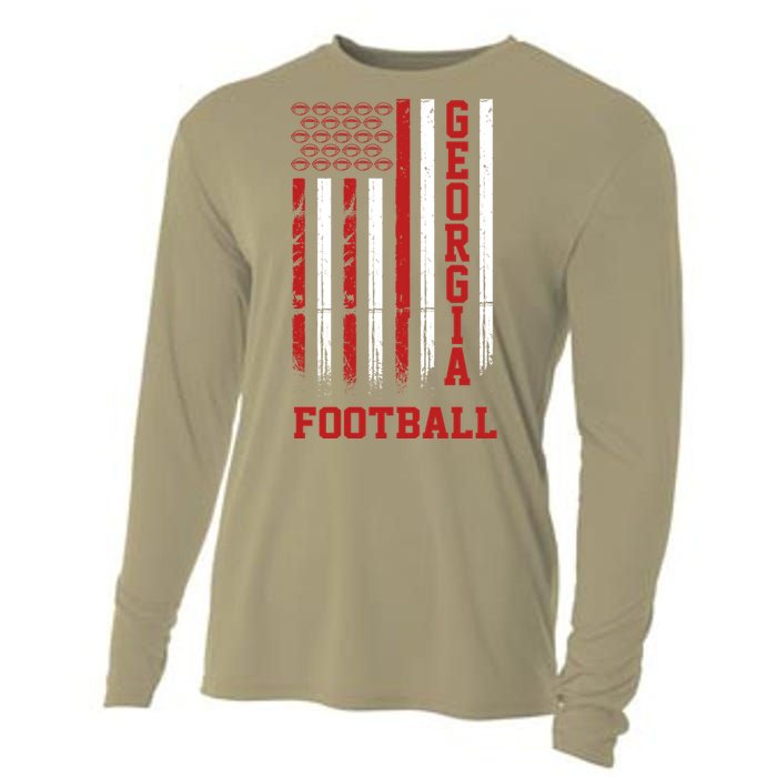 Georgia Football Fan American Flag Cooling Performance Long Sleeve Crew