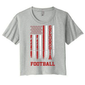 Georgia Football Fan American Flag Women's Crop Top Tee