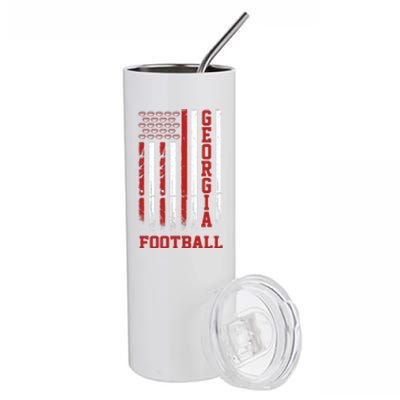 Georgia Football Fan American Flag Stainless Steel Tumbler