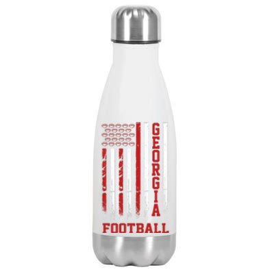 Georgia Football Fan American Flag Stainless Steel Insulated Water Bottle