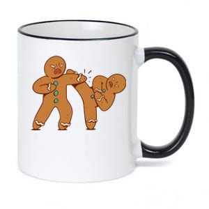 Gingerbread Fight Funny Holiday 11oz Black Color Changing Mug