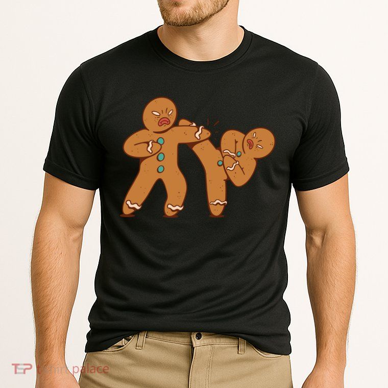 Gingerbread Fight Funny Holiday Performance Shirt