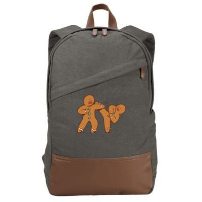 Gingerbread Fight Funny Holiday Cotton Canvas Backpack