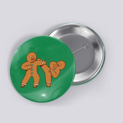 Gingerbread Fight Funny Holiday Button