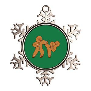 Gingerbread Fight Funny Holiday Metallic Star Ornament