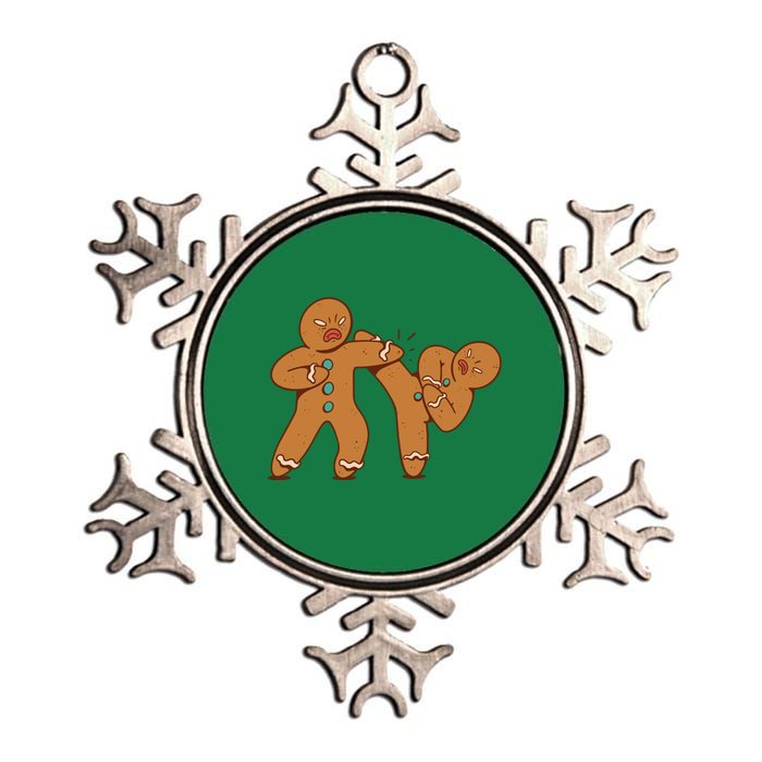 Gingerbread Fight Funny Holiday Metallic Star Ornament