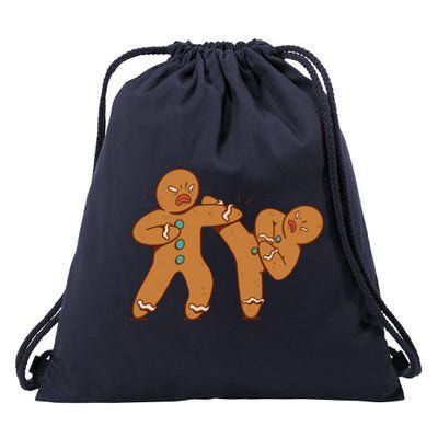 Gingerbread Fight Funny Holiday Drawstring Bag