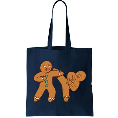 Gingerbread Fight Funny Holiday Tote Bag