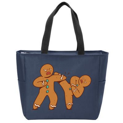 Gingerbread Fight Funny Holiday Zip Tote Bag