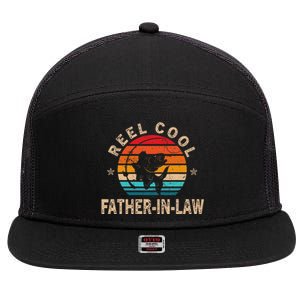 Gift For Fathers Day Reel Cool FatherInLaw Fishing 7 Panel Mesh Trucker Snapback Hat