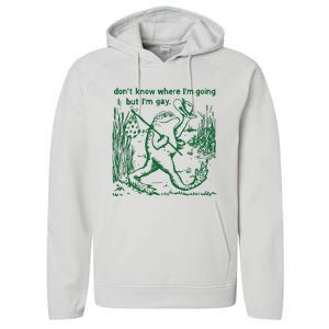 Gay Frog Funny I DonT Know Where IM Going But IM Gay Performance Fleece Hoodie