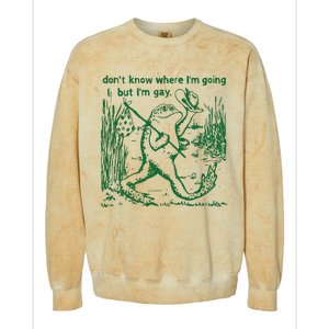 Gay Frog Funny I DonT Know Where IM Going But IM Gay Colorblast Crewneck Sweatshirt