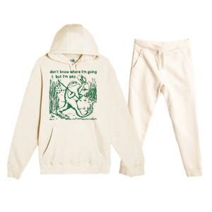 Gay Frog Funny I DonT Know Where IM Going But IM Gay Premium Hooded Sweatsuit Set