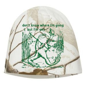 Gay Frog Funny I DonT Know Where IM Going But IM Gay Kati - Camo Knit Beanie