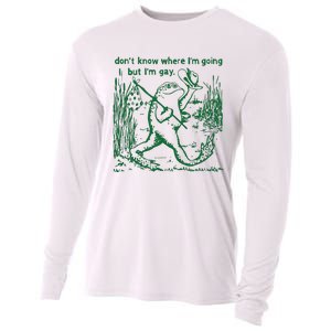 Gay Frog Funny I DonT Know Where IM Going But IM Gay Cooling Performance Long Sleeve Crew