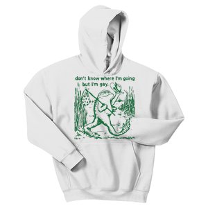 Gay Frog Funny I DonT Know Where IM Going But IM Gay Kids Hoodie