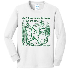 Gay Frog Funny I DonT Know Where IM Going But IM Gay Kids Long Sleeve Shirt