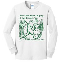 Gay Frog Funny I DonT Know Where IM Going But IM Gay Kids Long Sleeve Shirt