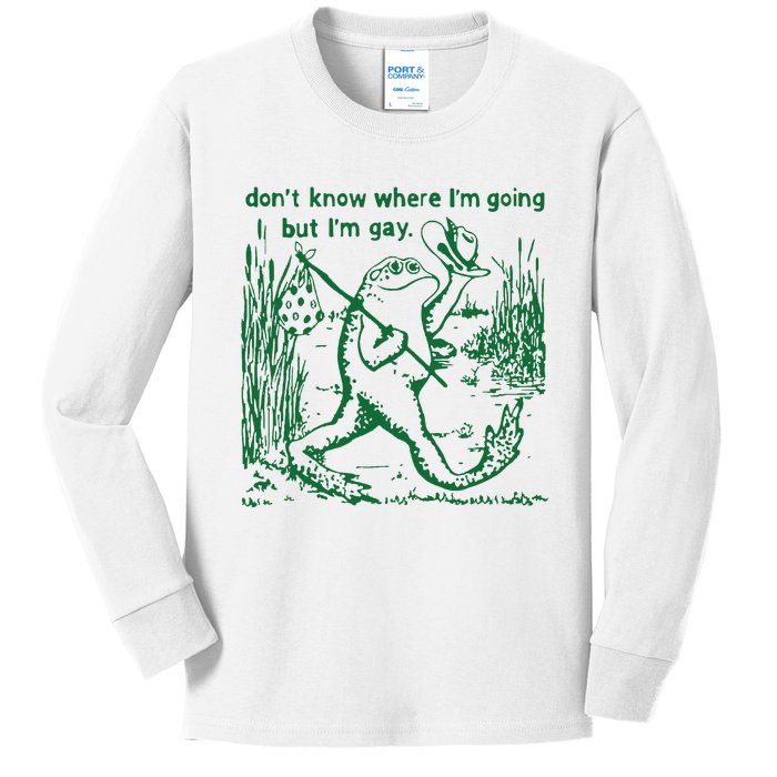 Gay Frog Funny I DonT Know Where IM Going But IM Gay Kids Long Sleeve Shirt