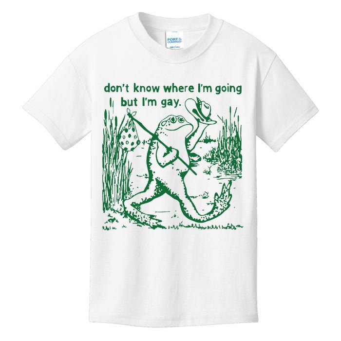 Gay Frog Funny I DonT Know Where IM Going But IM Gay Kids T-Shirt