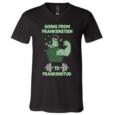Going From Frankenstein To Frankenstud V-Neck T-Shirt