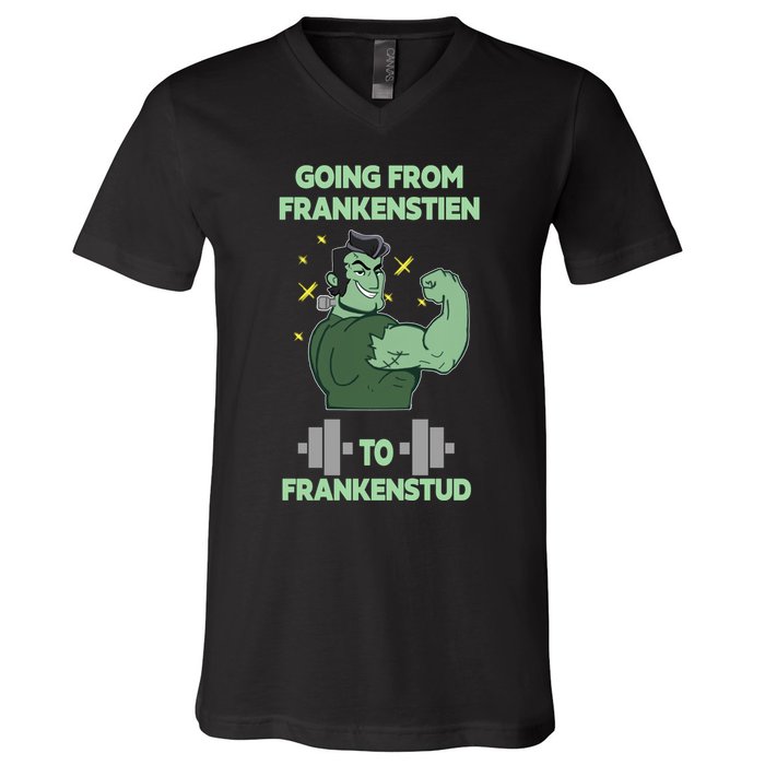 Going From Frankenstein To Frankenstud V-Neck T-Shirt