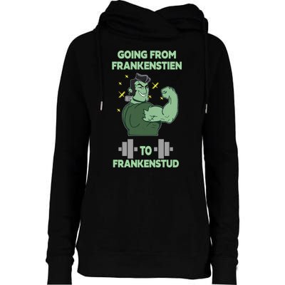 Going From Frankenstein To Frankenstud Womens Funnel Neck Pullover Hood