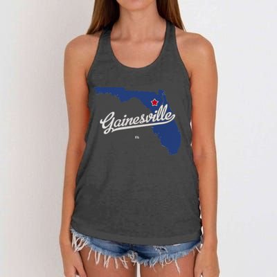 Gainesville Florida FL Map Women's Knotted Racerback Tank