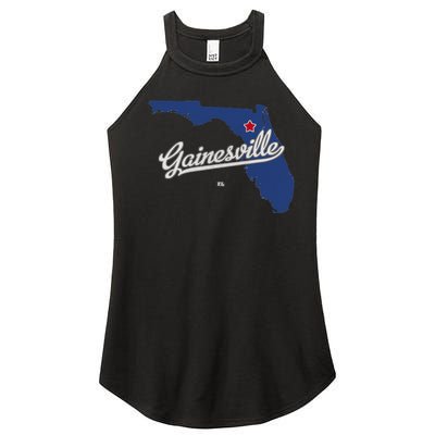 Gainesville Florida FL Map Women’s Perfect Tri Rocker Tank