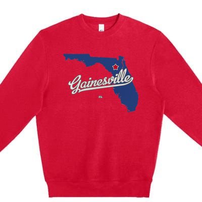 Gainesville Florida FL Map Premium Crewneck Sweatshirt