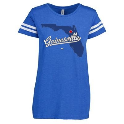 Gainesville Florida FL Map Enza Ladies Jersey Football T-Shirt