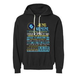 Gemini Facts Funny June Gemini Birthday Gift Garment-Dyed Fleece Hoodie