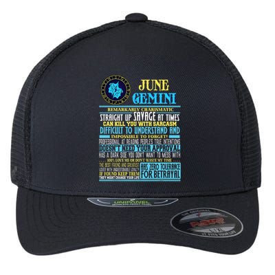 Gemini Facts Funny June Gemini Birthday Gif Flexfit Unipanel Trucker Cap