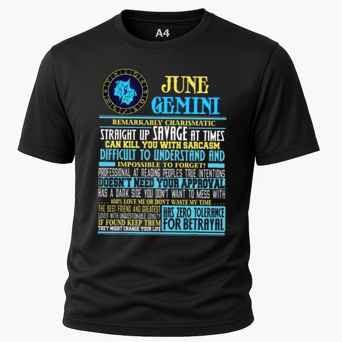 Gemini Facts Funny June Gemini Birthday Gif Cooling Performance Crew T-Shirt
