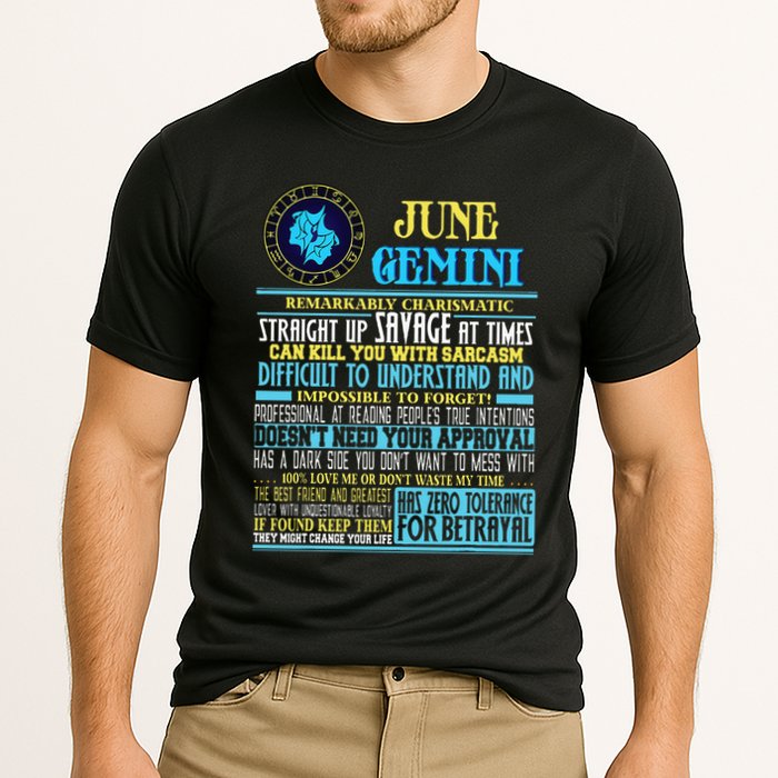 Gemini Facts Funny June Gemini Birthday Gif Cooling Performance Crew T-Shirt