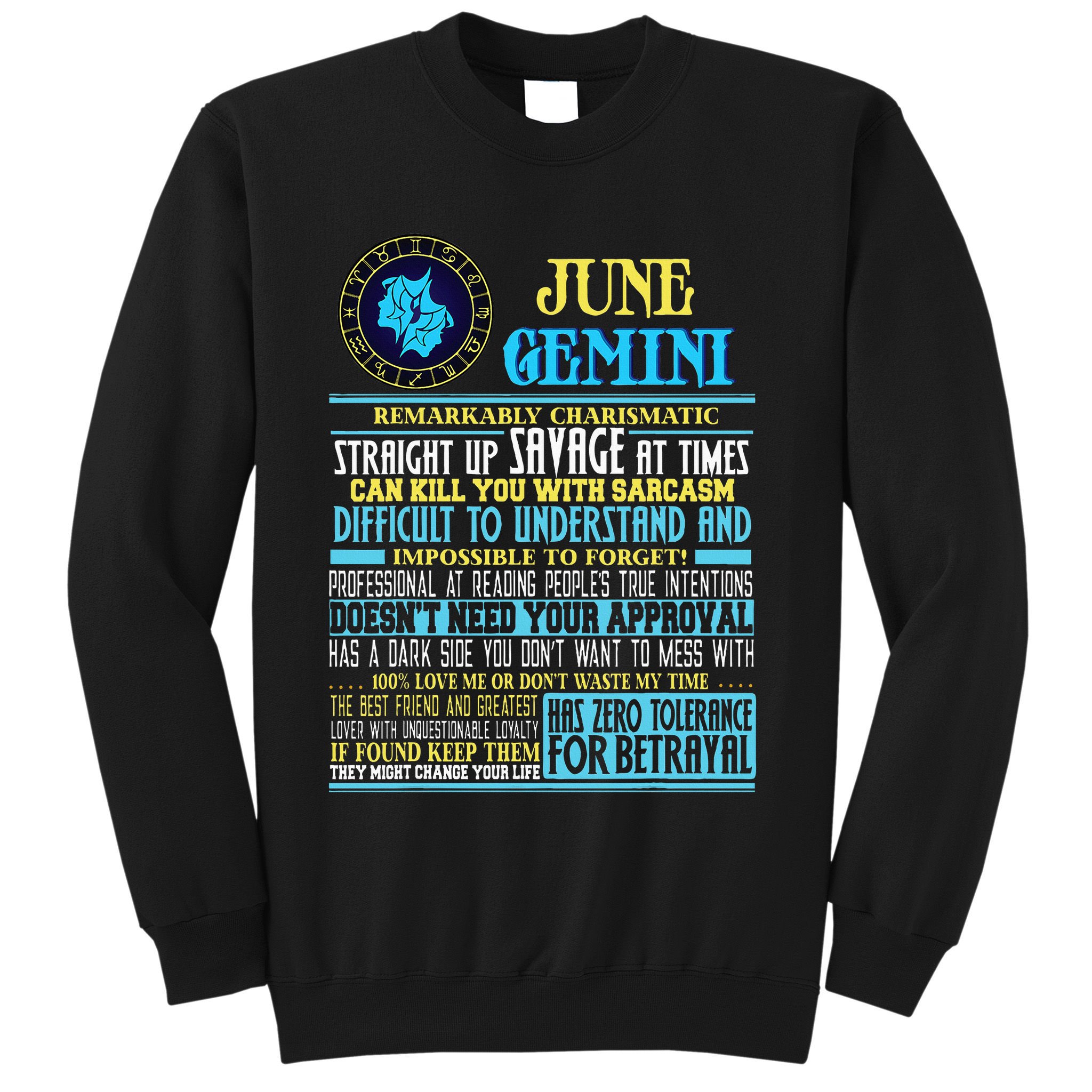 Gemini Facts Funny June Gemini Birthday Gif Sweatshirt