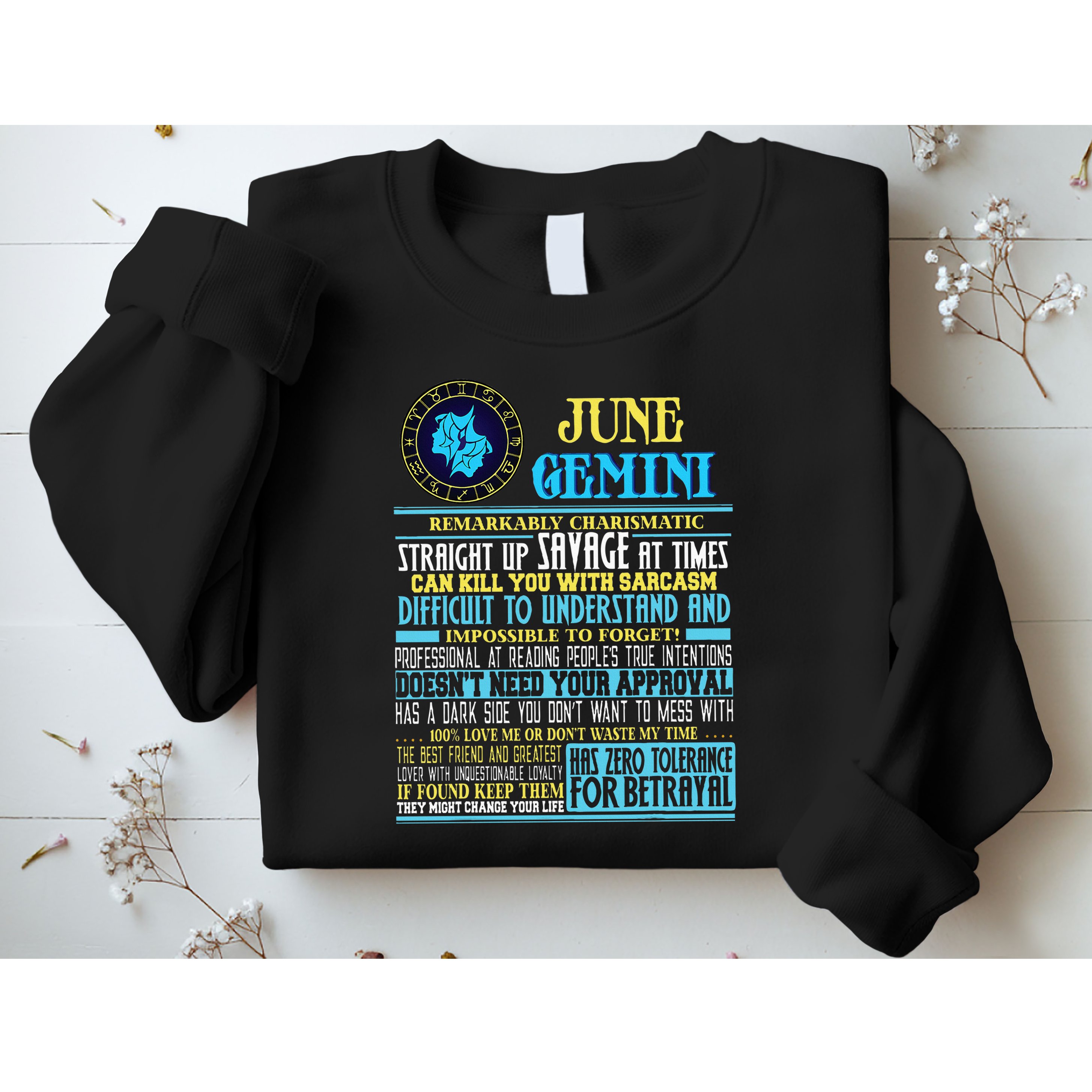 Gemini Facts Funny June Gemini Birthday Gif Sweatshirt