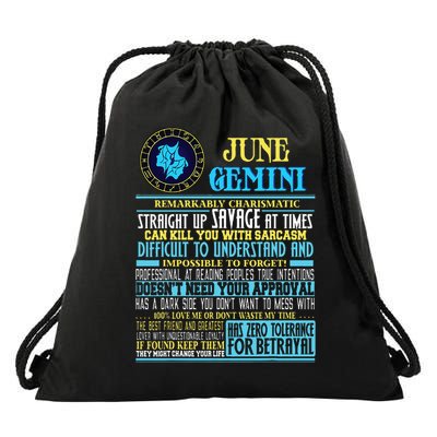 Gemini Facts Funny June Gemini Birthday Gif Drawstring Bag
