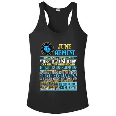 Gemini Facts Funny June Gemini Birthday Gif Ladies PosiCharge Competitor Racerback Tank