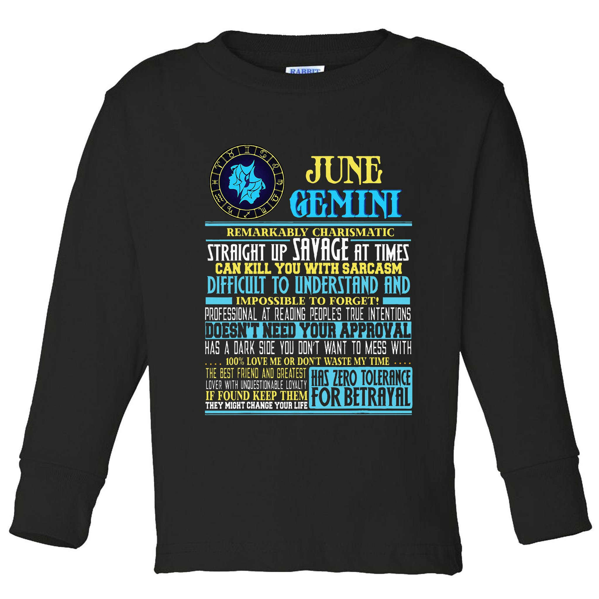 Gemini Facts Funny June Gemini Birthday Gif Toddler Long Sleeve Shirt