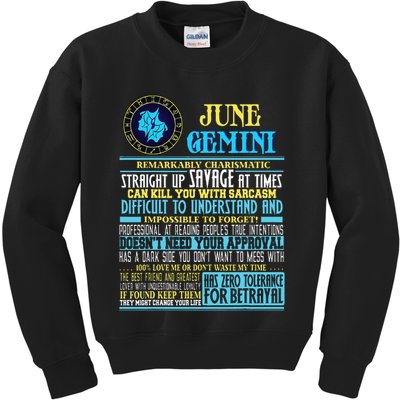 Gemini Facts Funny June Gemini Birthday Gif Kids Sweatshirt