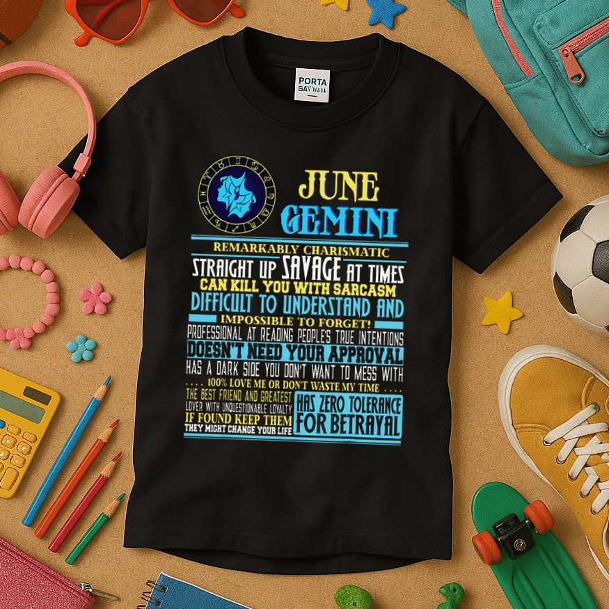 Gemini Facts Funny June Gemini Birthday Gif Kids T-Shirt