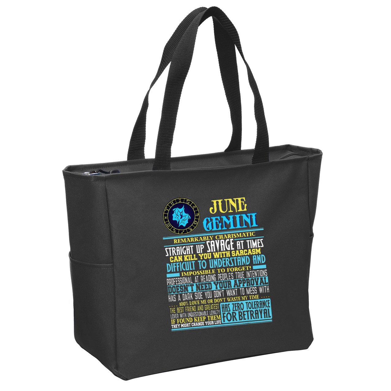 Gemini Facts Funny June Gemini Birthday Gif Zip Tote Bag
